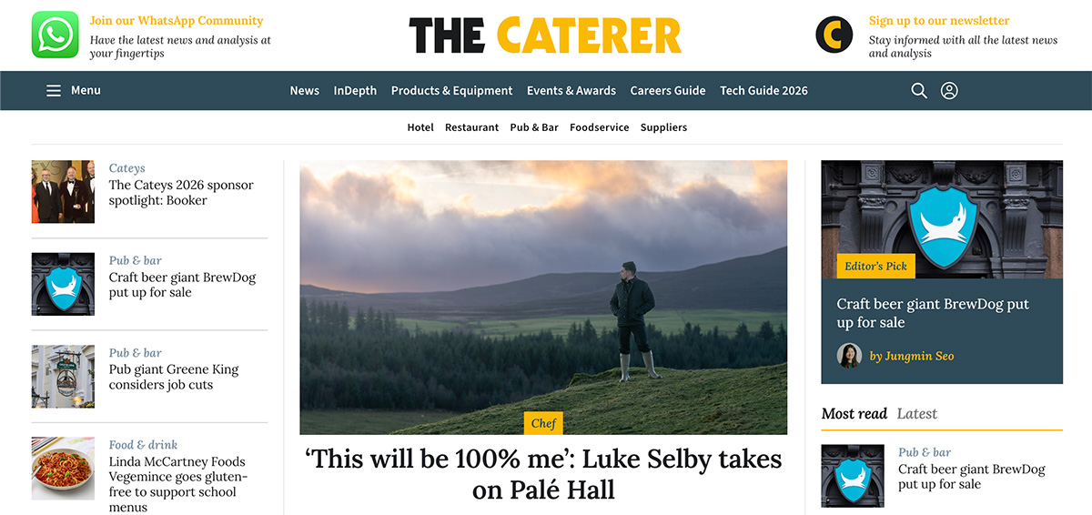 Screenshot of The Caterer homepage